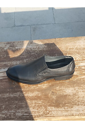 Yazlık Erkek Kundura Hakiki İç Dış Deri Faylon Taban Bağcıksız Hafif Taban