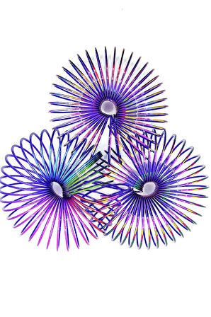 Metalik Renkli Stres Yayı Desenli Oyuncak Stres Yayı - 5 cm çapında - 3 Adet