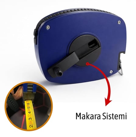 Arazi Tipi Makaralı Sarmalı Sistem BTS12361 (10 METRE) Lacivert Şerit Metre Plastik İnce Metre