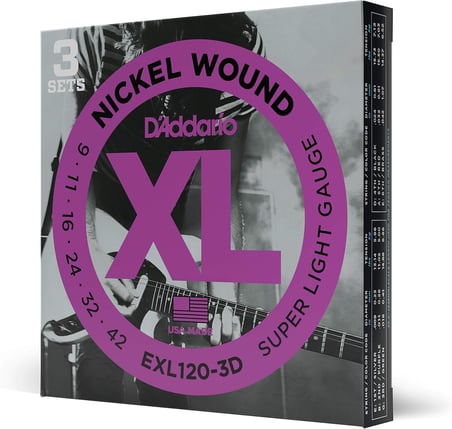 EXL120-3D (3 SET) ELEKTRO GİTAR TEL SETİ, XL, 9-42, NICKEL W