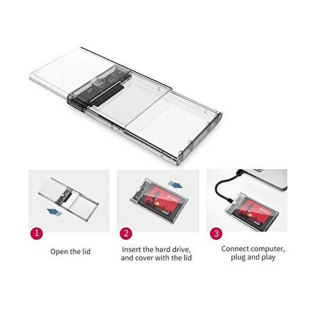 2.5 Sata Type C Usb 3.1 Usb 3.0 Şeffaf Harici Ssd Hdd Hard Disk Kutusu