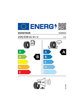 GOODYEAR 205/55R16 91V EFFICIENTGRIP PERFORMANCE (4 KANAL B-A ETİKET) 2025 ÜRETİM YAZ LASTİĞİ