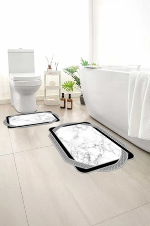 2 li Banyo Paspası, Yumuşak Banyo Halısı, Kaymaz Tabanlı, Yıkanabilir - 60x100 - 50 x60