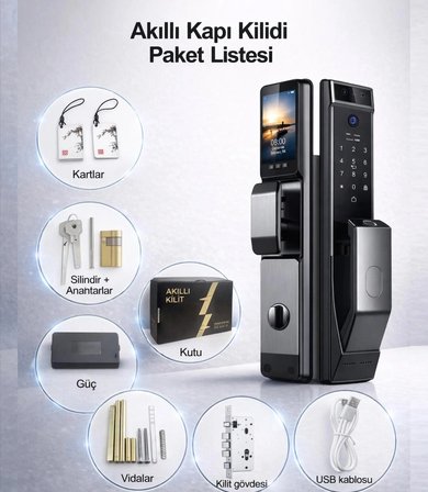 Novarex Pro Akıllı Kapı Kilidi – Yüz Tanıma, Parmak İzi, Şifre, Kart ve Tuya Uygulama Destekli