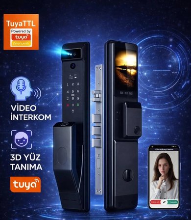 Novarex Pro Akıllı Kapı Kilidi – Yüz Tanıma, Parmak İzi, Şifre, Kart ve Tuya Uygulama Destekli