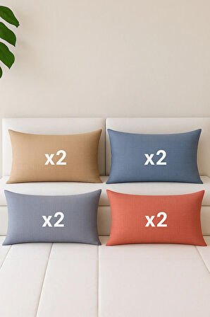 8 Adet Kapaklı Yastık Kılıfı 4 Farklı Renk