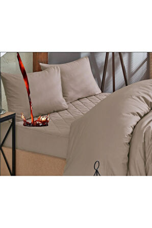 Kahverengi Sıvı Geçirmez Kapitone Alez ve Nevresim Set %100 Pamuk 8 Ebat