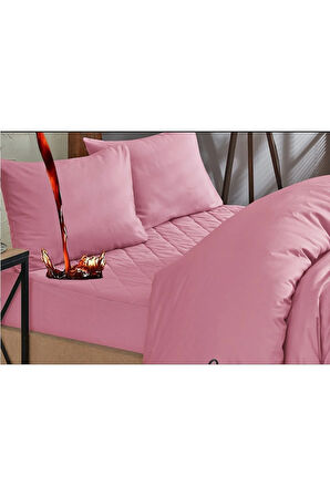 Pudra Kapitone Yatak Koruyucu Alez ve Nevresim Set %100 Pamuk 8 Ebat