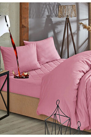 Pudra Kapitone Yatak Koruyucu Alez ve Nevresim Set %100 Pamuk 8 Ebat