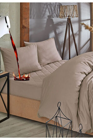 Kahverengi Kapitone Yatak Koruyucu Alez ve Nevresim Set %100 Pamuk 8 Ebat
