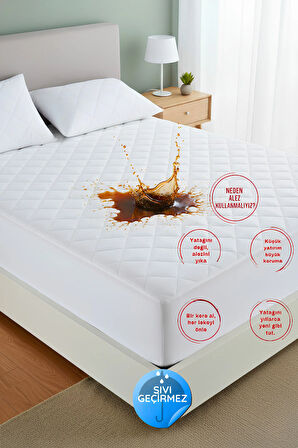 Adelya Kapitone Fitted Full Kenar Su Sıvı Geçirmez Yatak Koruyucu Alez Tek Çift Battal 10 Ebat