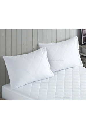 2 Adet Silikon Yastık Ve 2 Adet %100 Pamuk Kapitone Yastık Koruyucu 50 X 70 cm