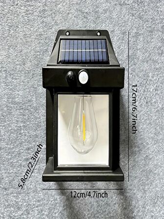  Hareket Sensörlü Güneş Enerjili Solar LED Dış Mekan Bahçe Lambası Siyah