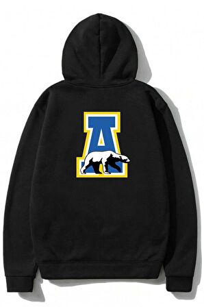 Unisex Alaska Siyah Kapüşonlu % 100 Pamuk 3 Iplik Hoodie Sweatshirt