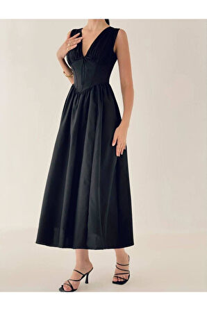 Büzgülü bel detaylı terikoton elbise