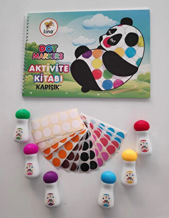 6’lı Mini Dot Marker Kalemi + Dot Marker Boya Kitabi + Nokta Etiket Hediyeli Set