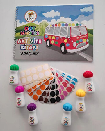 6’lı Mini Dot Marker Kalemi + Dot Marker Boya Kitabi + Nokta Etiket Hediyeli Set