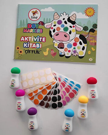 6’lı Mini Dot Marker Kalemi + Dot Marker Boya Kitabi + Nokta Etiket Hediyeli Set