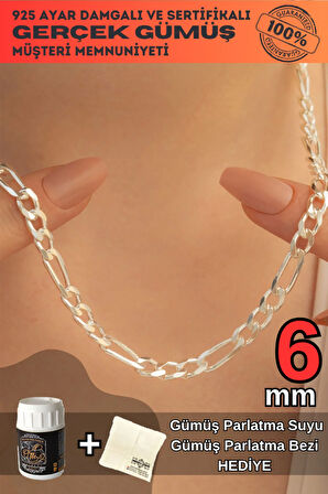 Kadın Kolye - 6mm 925 Ayar Figaro Model Kadın Gümüş Kolye