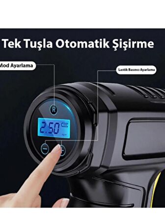 mefa ös 120W Kablosuz Basınç Göstergeli Mini Hava Popmpası Kompresör