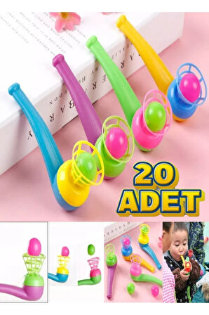 20 Adet Saksafon Pipet Top Üfleme Oyunu Popit Eğitici Oyuncak