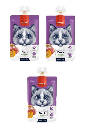 Wanpy Taze Ördekli & Balkabaklı Kedi Et Ezmesi 90 Gr. X 3 Adet