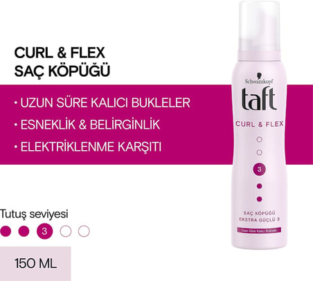 Taft Curl &amp; Flex Saç Köpüğü 150 ml