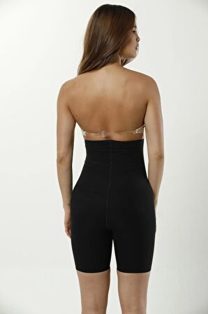 Kadın Siyah Lazer Kesim Yüksek Bel Paçalı Korse