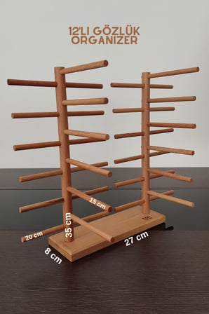 Dekoratif Komple Masif Ahşap 12 Li Gözlük Standı Gözlük Düzenleyici Gözlük Organizer 12'li GÖZLÜK STANDI