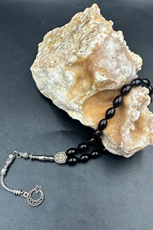 Alpaka Püskül  Ateş Kehribar Tespih Ahşap Kutu)