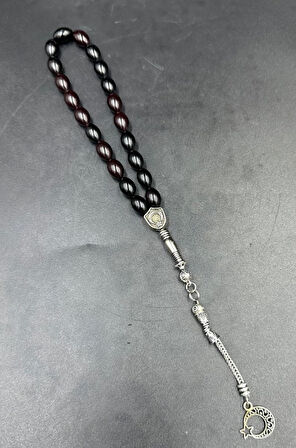 Alpaka Püskül  Ateş Kehribar Tespih Ahşap Kutu)