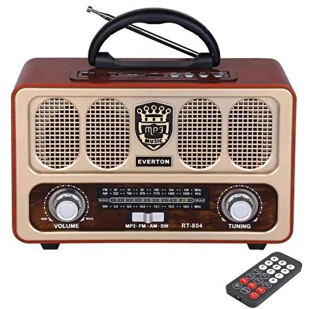 RADYO NOSTALJİ ŞARJLI PİLLİ BT/USB/SD/AUX/FM EVERTON RT-804BT