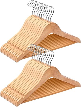 Çocuk Ahşap Askıları Çocuk Askıları, 20'li Paket Bebek Askıları Kreş Ahşap Askılar, 360 ° Döner Kanca Kaymaz Palto, Takım Elbise, Pantolon ve Ceketler için Askı (Doğal)