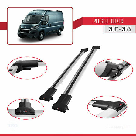 Peugeot Boxer 2 2007 ve Sonrası ile Uyumlu FLY Model Ara Atkı Tavan Barı Gri 2 Adet
