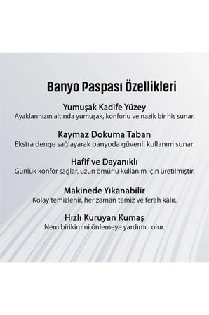 Banyo Paspası, Yumuşak Banyo Halısı, Kaymaz Dot Tabanlı, Yıkanabilir - 60x100