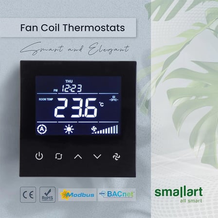 Smallart T3035-11B Modbus Haberleşmeli Dijital Fancoil Termostatı (2 Ve 4 Borulu)
