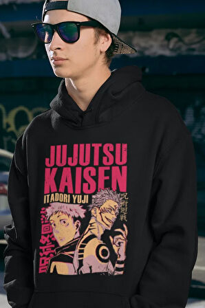 Jujutsu Kaisen Itadori Yuji Baskılı Unisex Oversize Anime Hoodie
