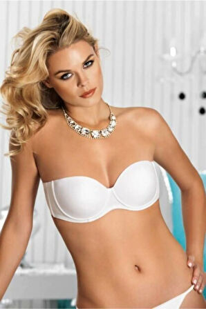 Kadın Beyaz Straplez Dolgusuz Sütyen