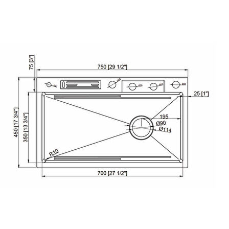 Ukinox NIAGARA NG 750 Titanyum Teknolojik Eviye Set 45x75 cm