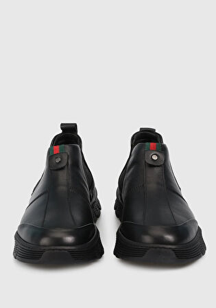 Siyah Deri Erkek Bot