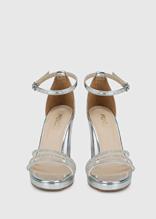 Gümüş Kadın Topuklu Sandalet