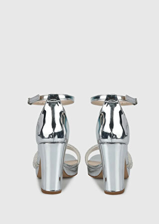 Gümüş Kadın Topuklu Sandalet