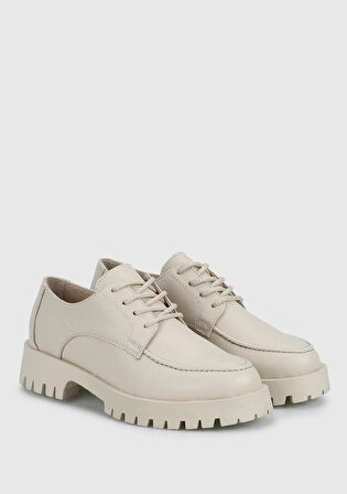 Bej Deri Kadın Ayakkabı