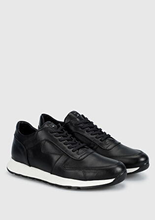 Siyah Deri Erkek Sneaker