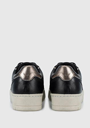 Siyah Deri Kadın Sneaker