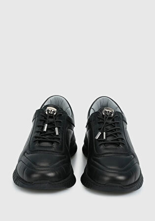 Siyah Deri Kadın Ayakkabı