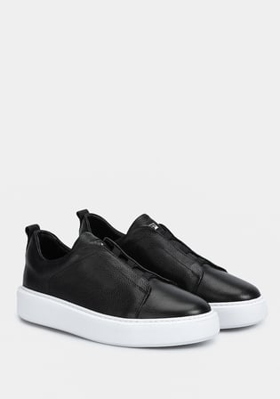 Siyah Deri Erkek Sneaker