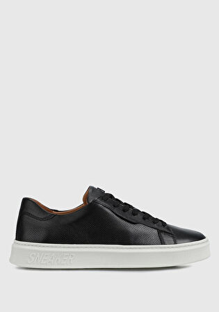 Siyah Deri Erkek Sneaker