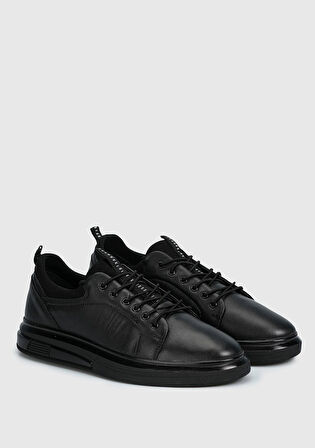 Siyah Deri Erkek Sneaker