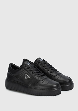 Siyah Deri Erkek Sneaker